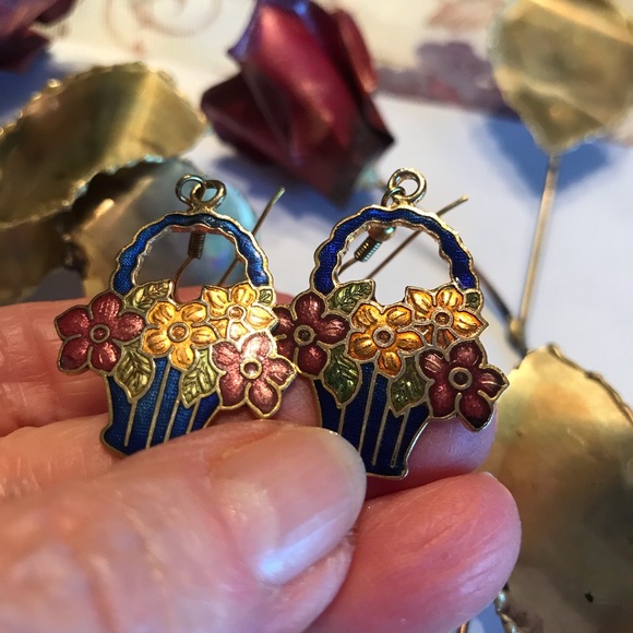 CLOISONNÉ EARRINGS - Picture 2 of 8